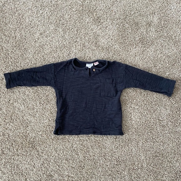 Zara baby boy long sleeve henley style pocket tee t-shirt size 9-12 months - Picture 9 of 9